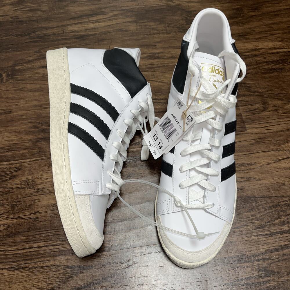 Adidas JABBAR HI Black/White Leather JI3445 Size 13 New